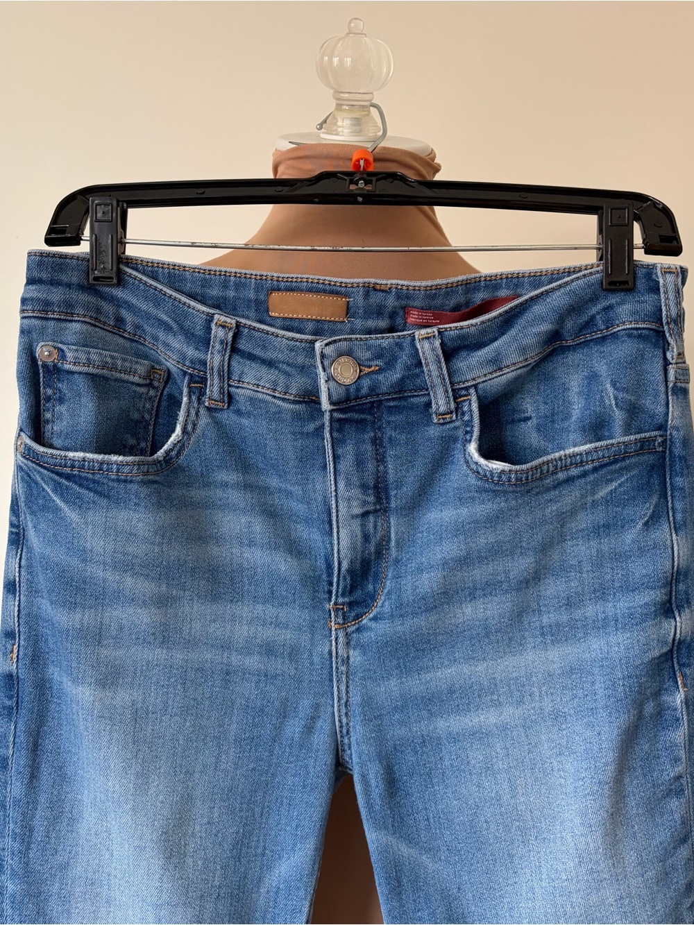 Anthropologie Pilcro Crop Flare High Rise Stretch Blue Wash Denim Jeans Size 28 - Picture 3 of 6